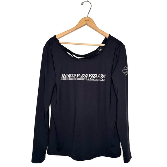 Harley-Davidson Tops - Harley-Davidson | Women's Black Key Hole Back Long Sleeve Top Size Large